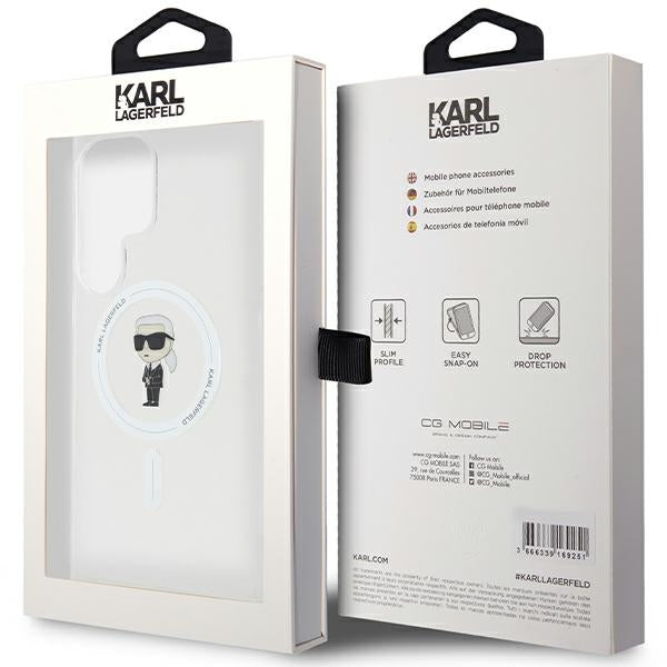 Ovitek MagSafe za Samsung Galaxy S24 Ultra S928, Karl Lagerfeld, IML Ikonik Karl, Prozoren