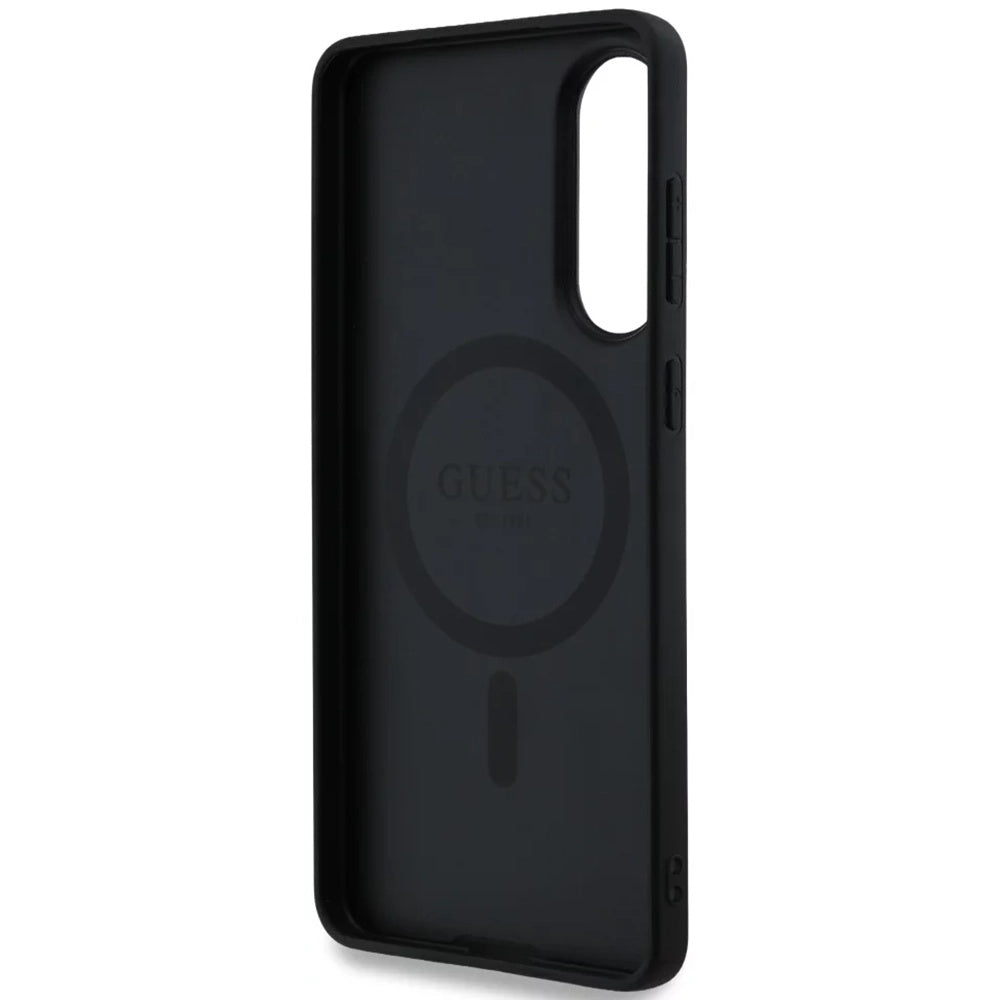 Ovitek MagSafe za Samsung Galaxy S25 Edge S937, Guess, 4G Ring Classic Logo, črn