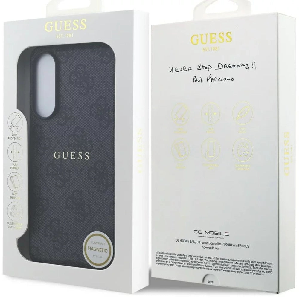 Ovitek MagSafe za Samsung Galaxy S25 Edge S937, Guess, 4G Ring Classic Logo, črn