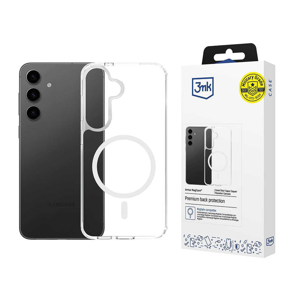 Ovitek MagSafe za Samsung Galaxy S25 FE, 3MK, Armor MagCase, Prozoren