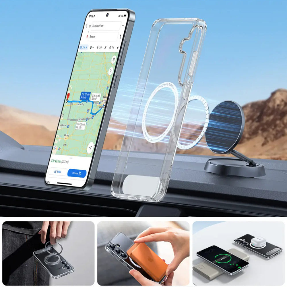 Ovitek MagSafe za Samsung Galaxy S25+ S936, Torras, Pstand, Prozoren