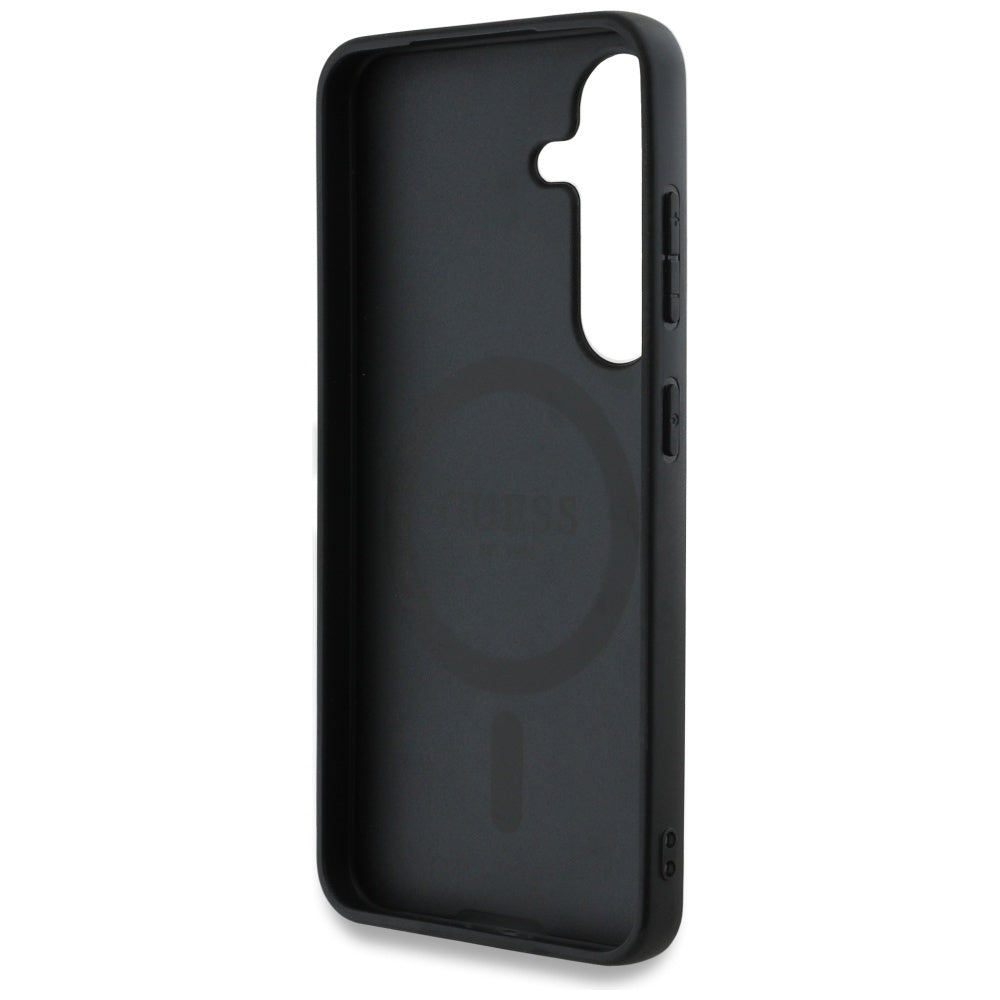 Ovitek MagSafe za Samsung Galaxy S25 S931, Guess, 4G Circle Classic Logo, črn