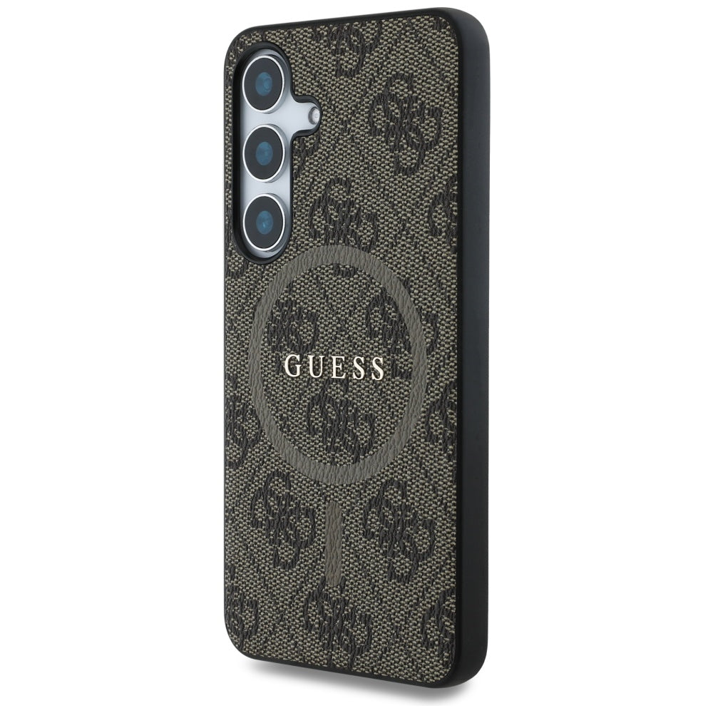 Ovitek MagSafe za Samsung Galaxy S25 S931, Guess, 4G Ring Classic Logo, rjava