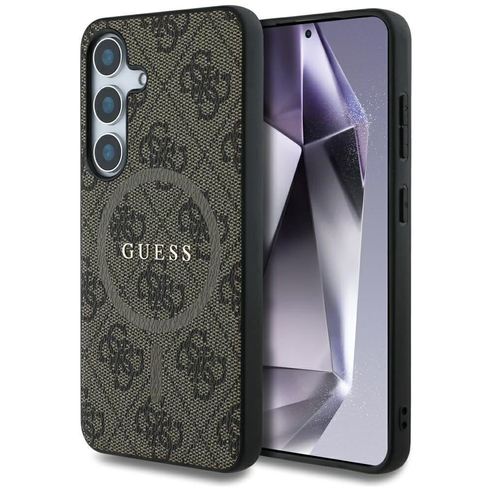 Ovitek MagSafe za Samsung Galaxy S25 S931, Guess, 4G Ring Classic Logo, rjava