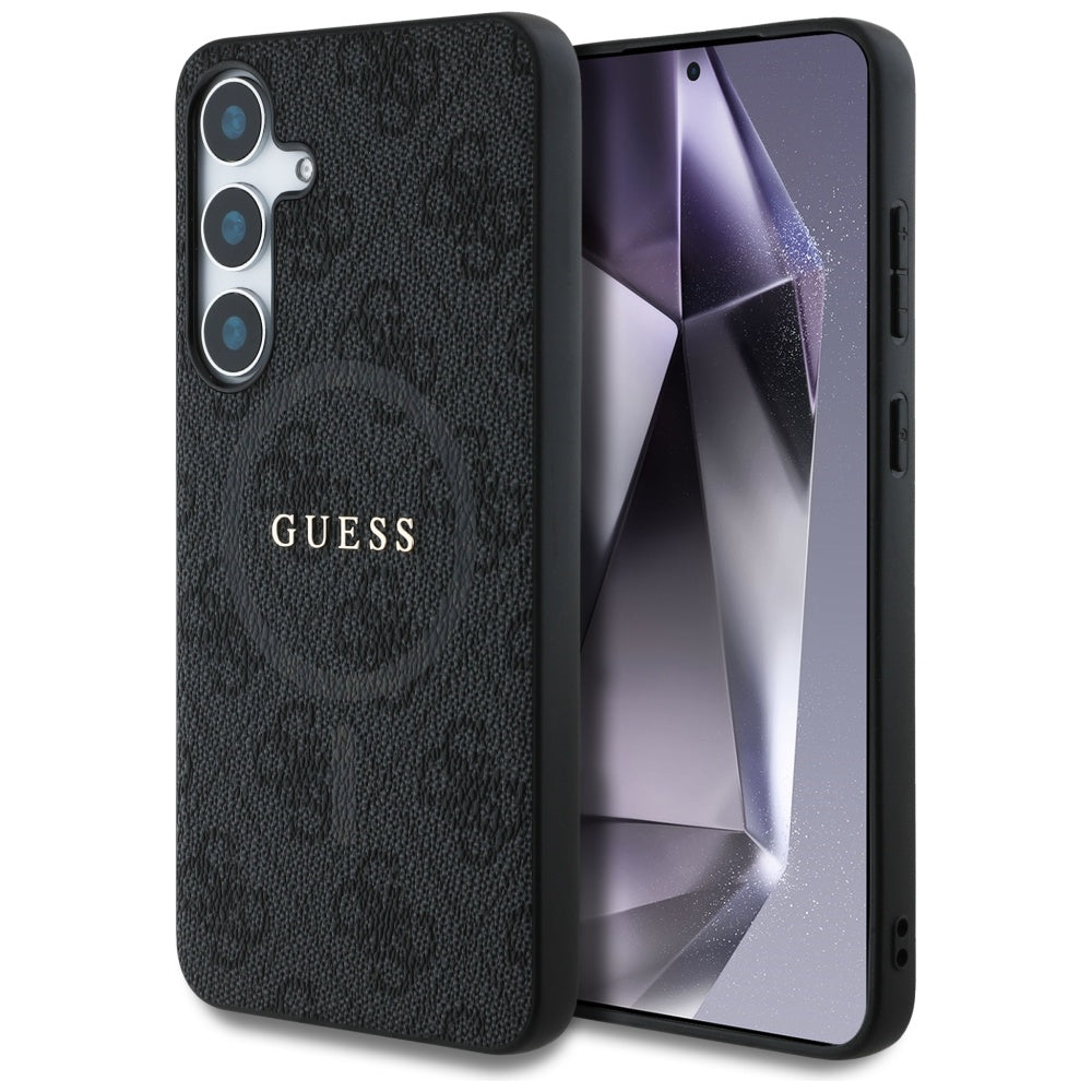 Ovitek MagSafe za Samsung Galaxy S25 S931, Guess, 4G Ring Classic Logo, črn