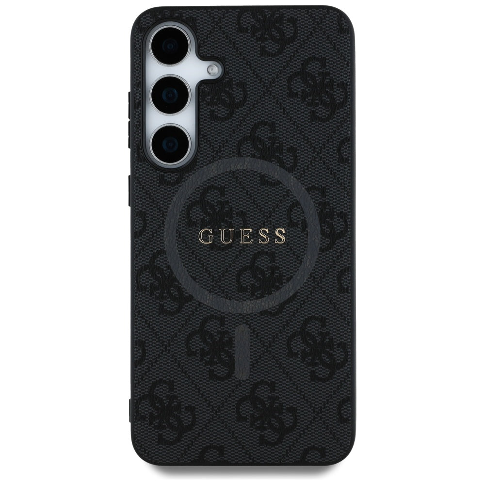 Ovitek MagSafe za Samsung Galaxy S25 S931, Guess, 4G Ring Classic Logo, črn