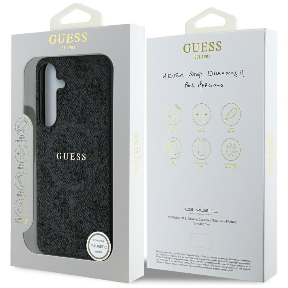 Ovitek MagSafe za Samsung Galaxy S25 S931, Guess, 4G Ring Classic Logo, črn