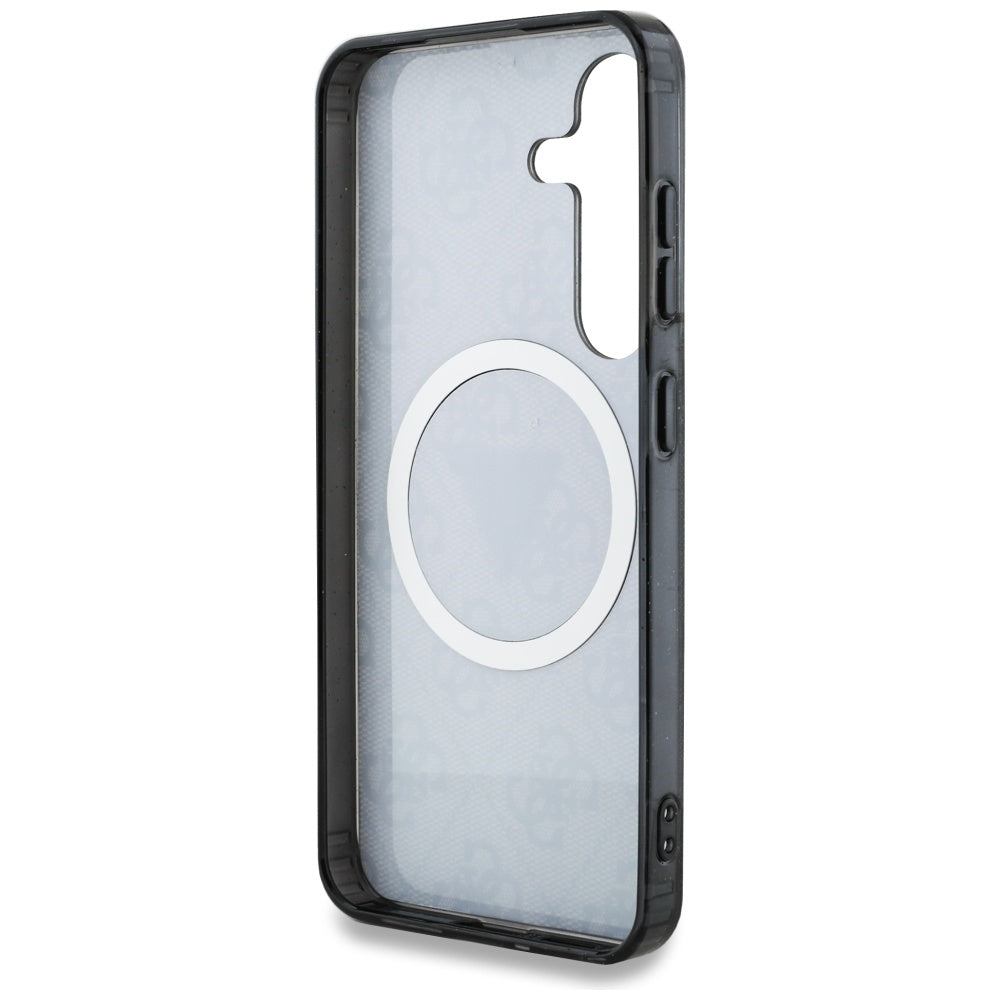 Ovitek MagSafe za Samsung Galaxy S25 S931, Guess, IML Glitter 4G Circle Triangle, črn