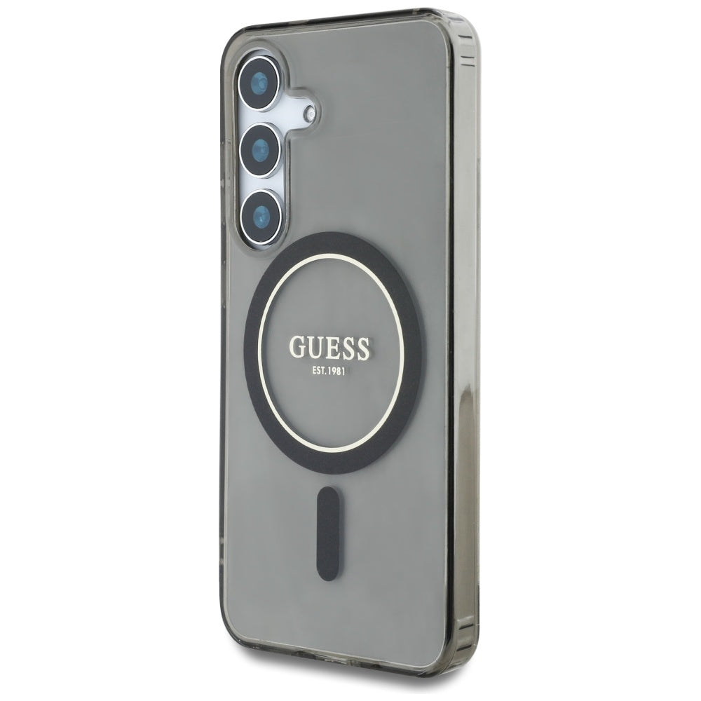 Ovitek MagSafe za Samsung Galaxy S25 S931, Guess, IML Glitter Circle, črn