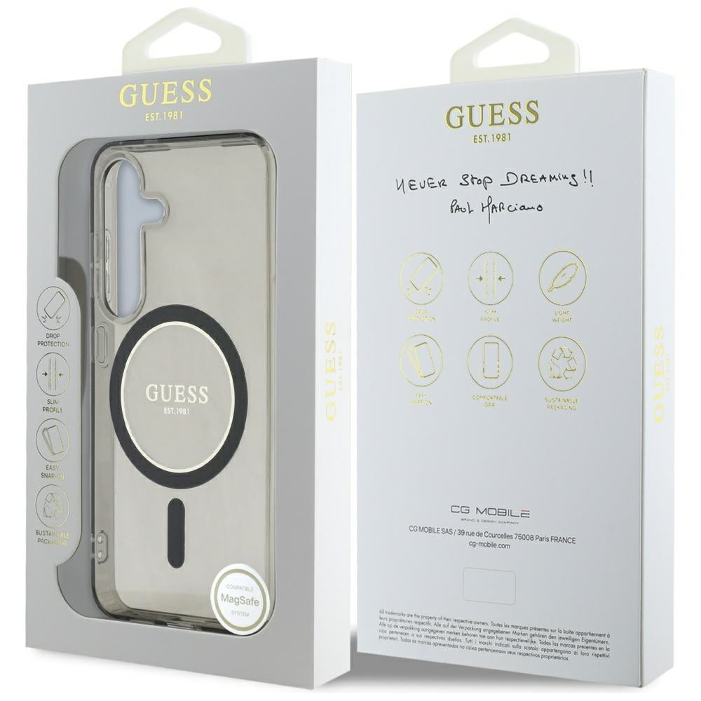 Ovitek MagSafe za Samsung Galaxy S25 S931, Guess, IML Glitter Circle, črn