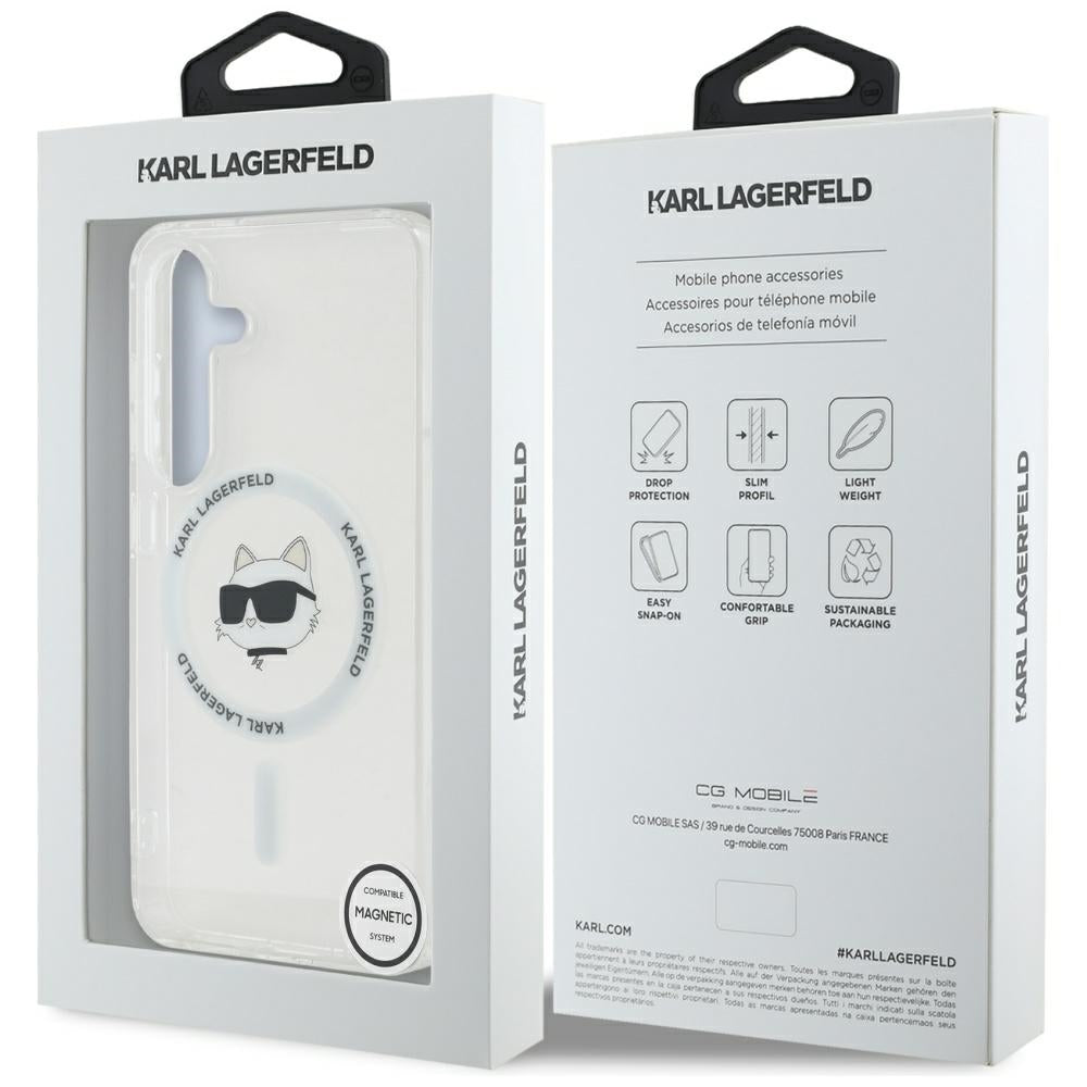 Ovitek MagSafe za Samsung Galaxy S25 S931, Karl Lagerfeld, IML Choupette's Head, Bel.