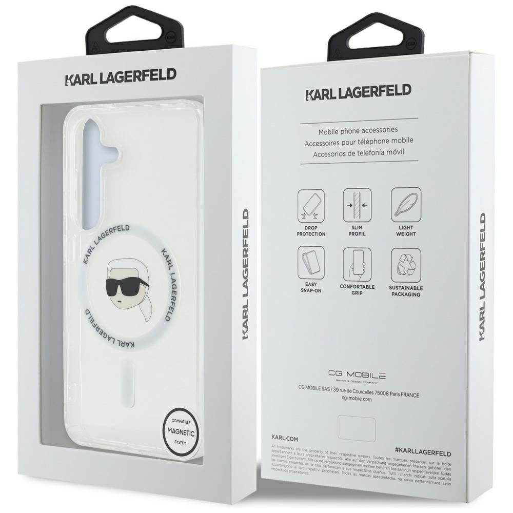 Ovitek MagSafe za Samsung Galaxy S25 S931, Karl Lagerfeld, IML Karl's Head, Bel.