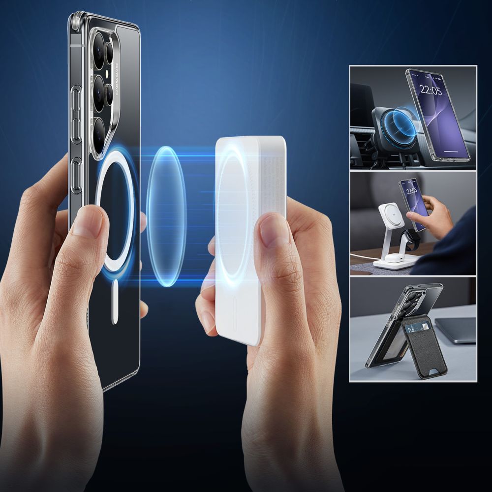 Ovitek MagSafe za Samsung Galaxy S25 Ultra S938, ESR, Classic Hybrid, Prozoren