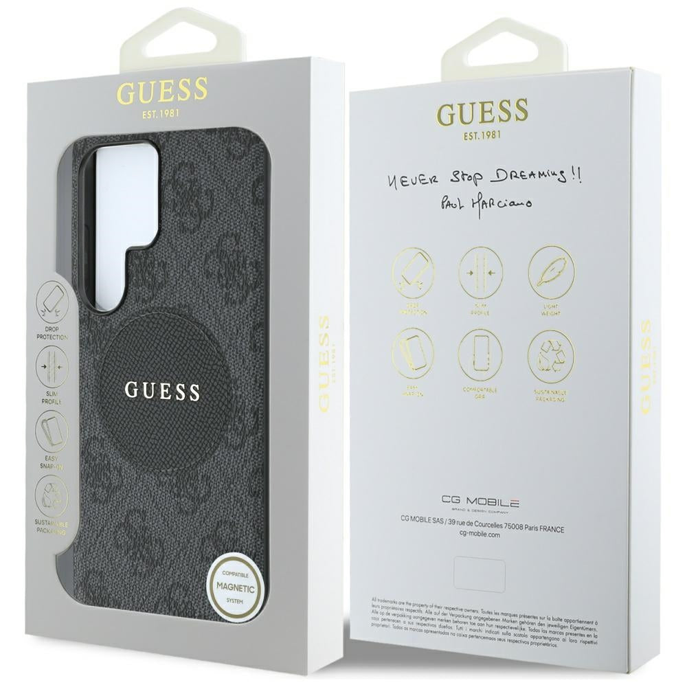 Ovitek MagSafe za Samsung Galaxy S25 Ultra S938, Guess, 4G Circle Classic Logo, Črn