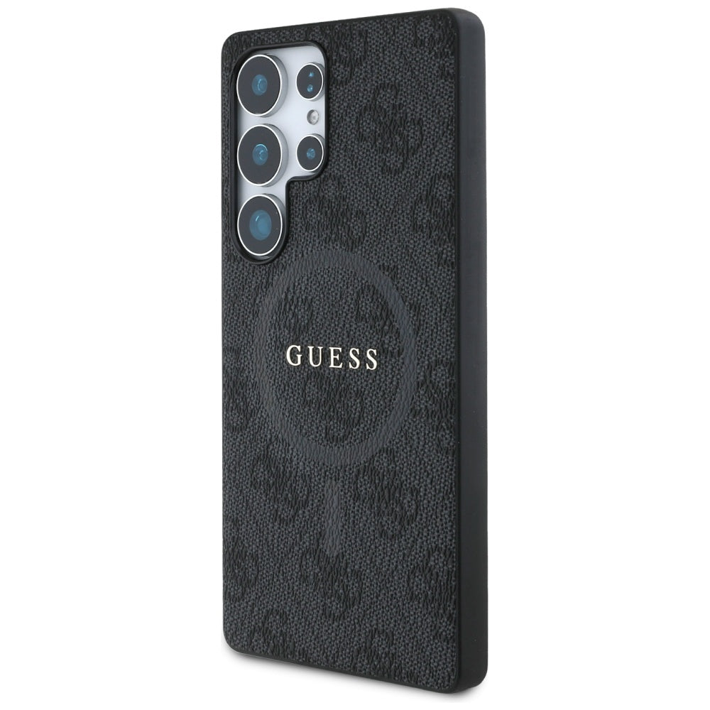 Ovitek MagSafe za Samsung Galaxy S25 Ultra S938, Guess, 4G Ring Classic Logo, črn
