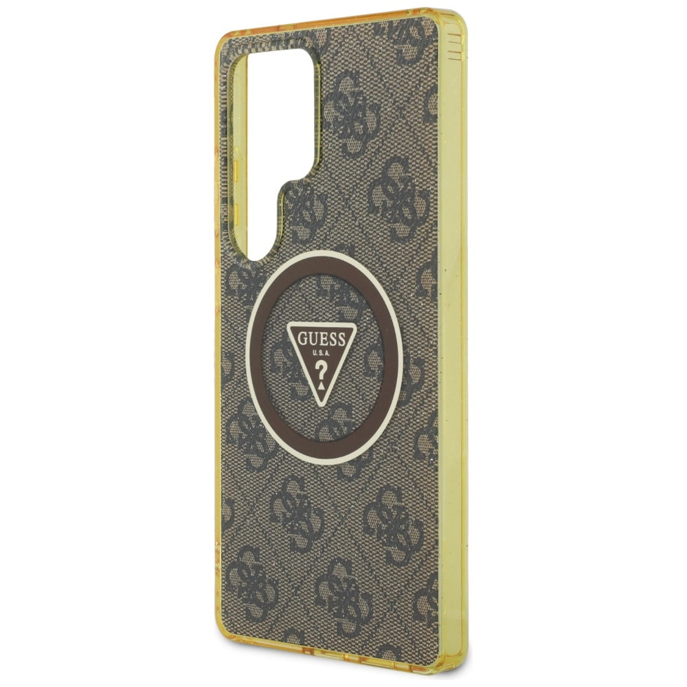 Ovitek MagSafe za Samsung Galaxy S25 Ultra S938, Guess, IML Glitter 4G Circle Triangle, rjava