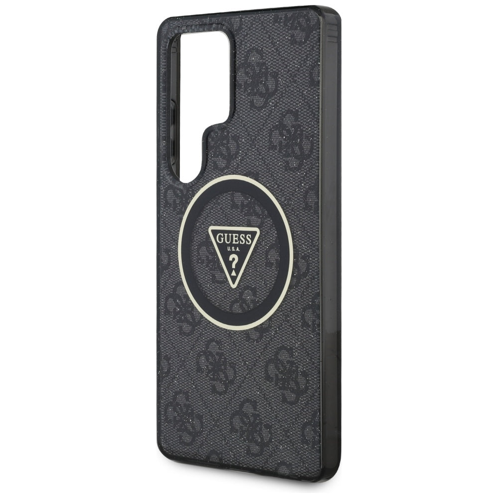 Ovitek MagSafe za Samsung Galaxy S25 Ultra S938, Guess, IML Glitter 4G Circle Triangle, Črn