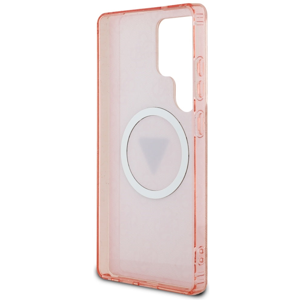 MagSafe ovitek za Samsung Galaxy S25 Ultra S938, Guess, IML Glitter 4G Circle Triangle, Roza