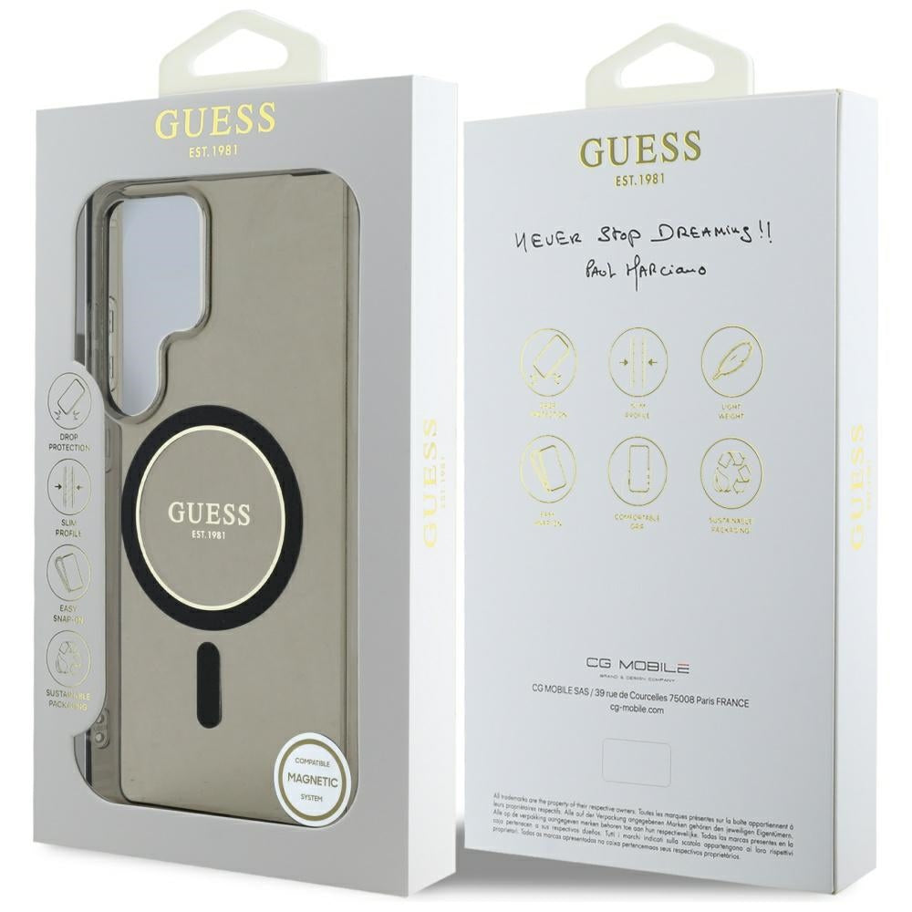 Ovitek MagSafe za Samsung Galaxy S25 Ultra S938, Guess, IML Glitter Circle, Črn
