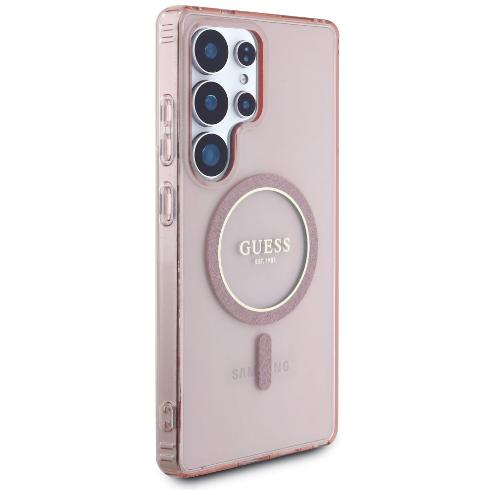 Ovitek MagSafe za Samsung Galaxy S25 Ultra S938, Guess, IML Glitter Circle, Roza