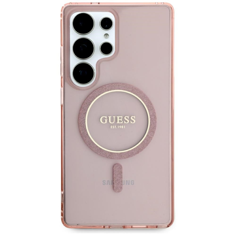 Ovitek MagSafe za Samsung Galaxy S25 Ultra S938, Guess, IML Glitter Circle, Roza