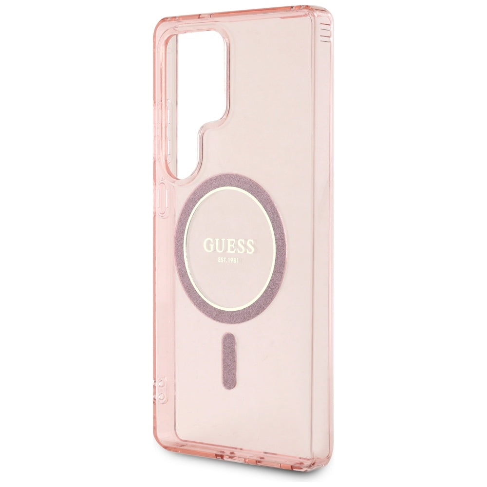 Ovitek MagSafe za Samsung Galaxy S25 Ultra S938, Guess, IML Glitter Circle, Roza