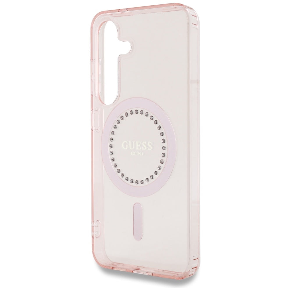 Ovitek MagSafe za Samsung Galaxy S25 S931, Guess, IML Rhinestone, Roza