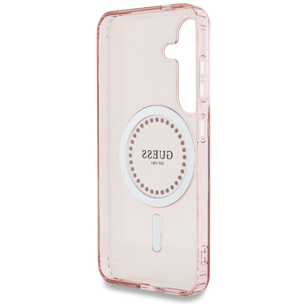 Ovitek MagSafe za Samsung Galaxy S25 S931, Guess, IML Rhinestone, Roza