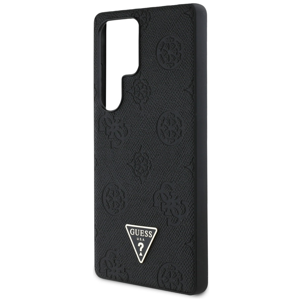 Ovitek MagSafe za Samsung Galaxy S25 Ultra S938, Guess, Peony Grained Hot Stamp Triangle, črn