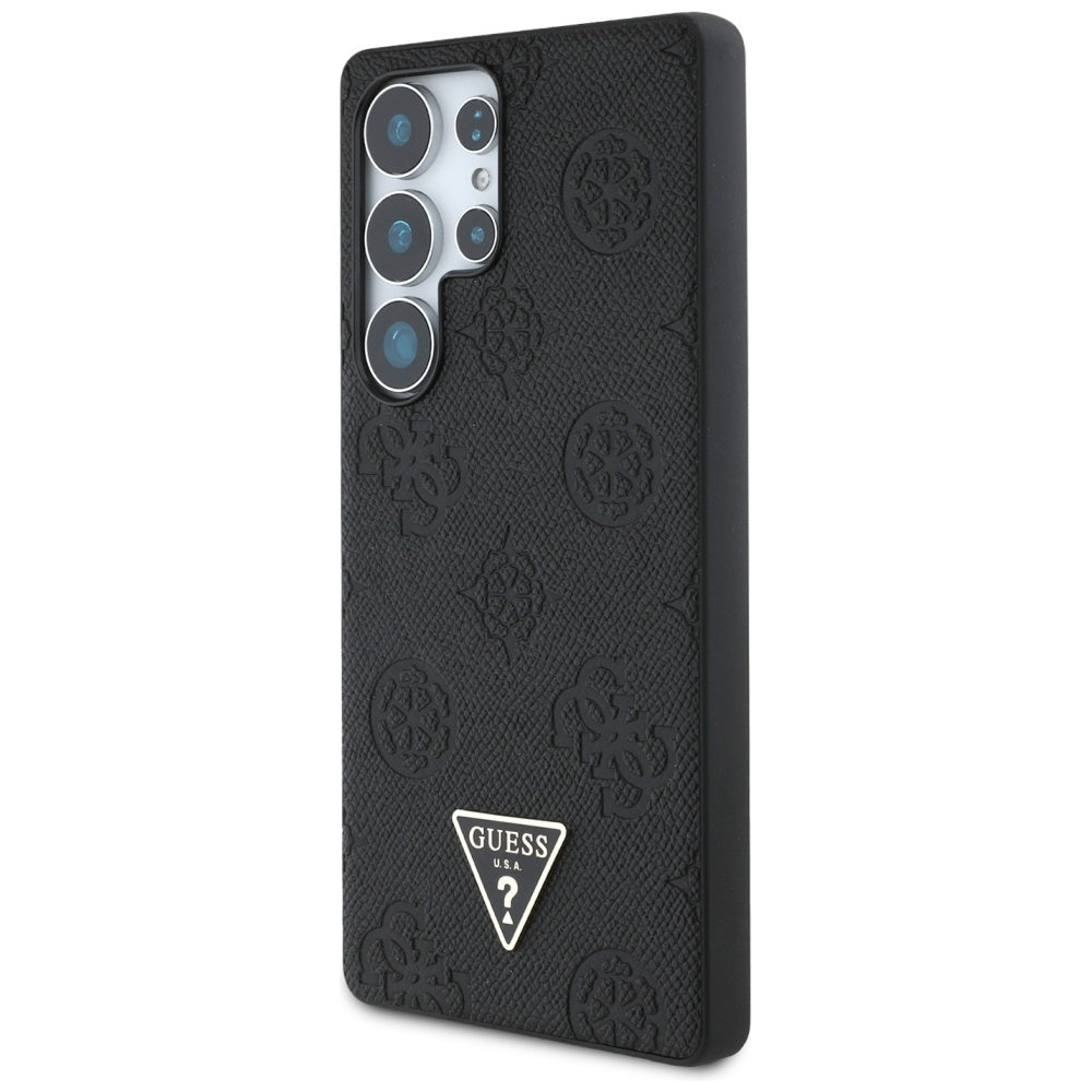 Ovitek MagSafe za Samsung Galaxy S25 Ultra S938, Guess, Peony Grained Hot Stamp Triangle, črn