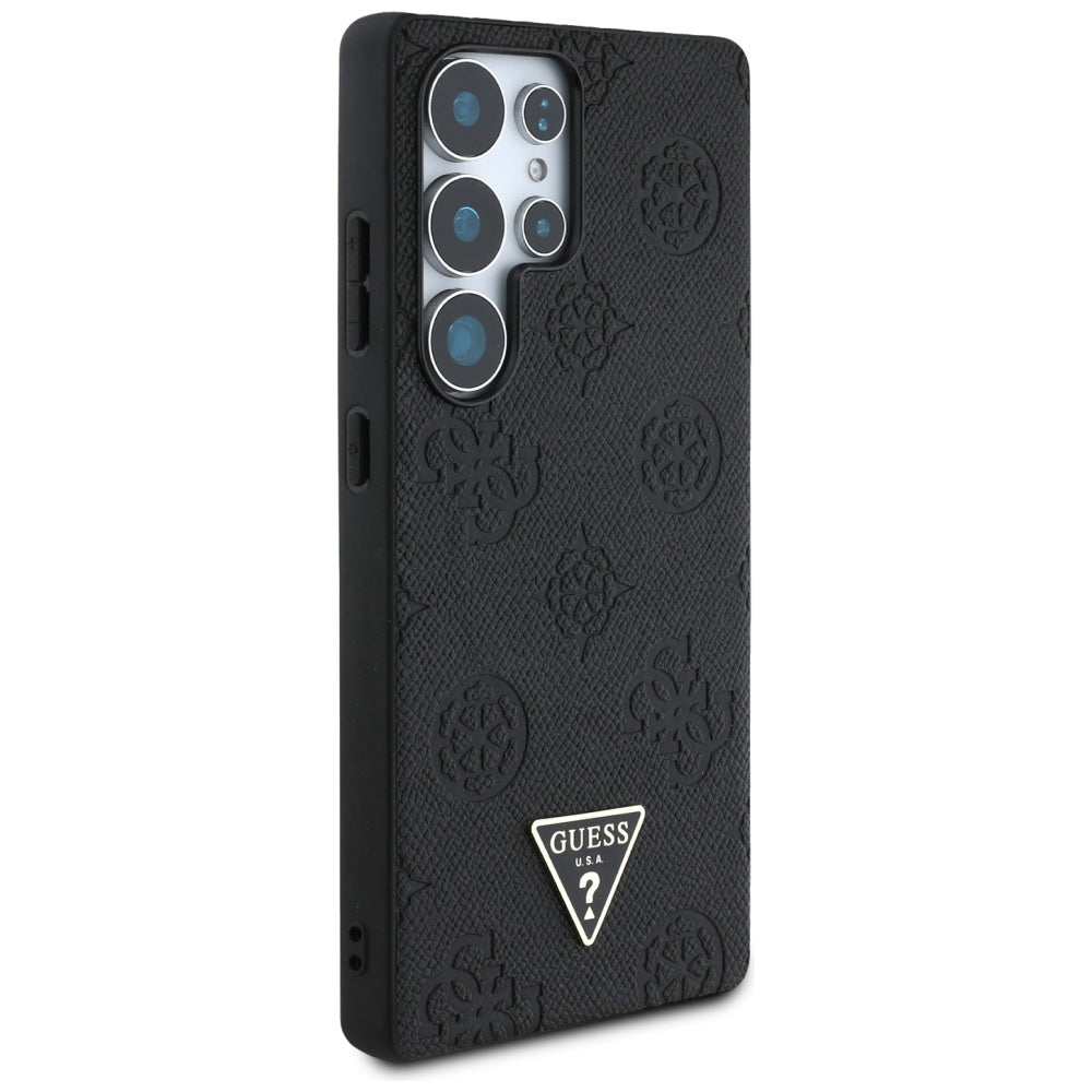 Ovitek MagSafe za Samsung Galaxy S25 Ultra S938, Guess, Peony Grained Hot Stamp Triangle, črn