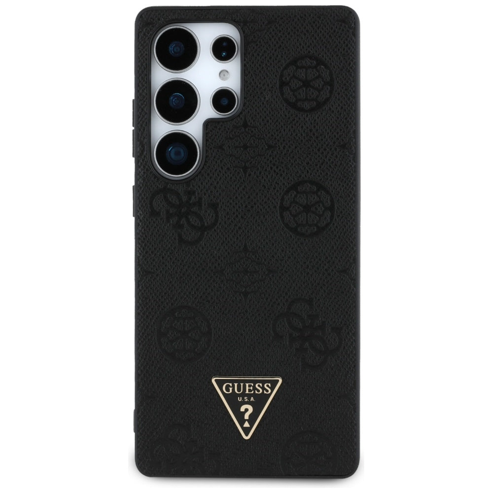 Ovitek MagSafe za Samsung Galaxy S25 Ultra S938, Guess, Peony Grained Hot Stamp Triangle, črn
