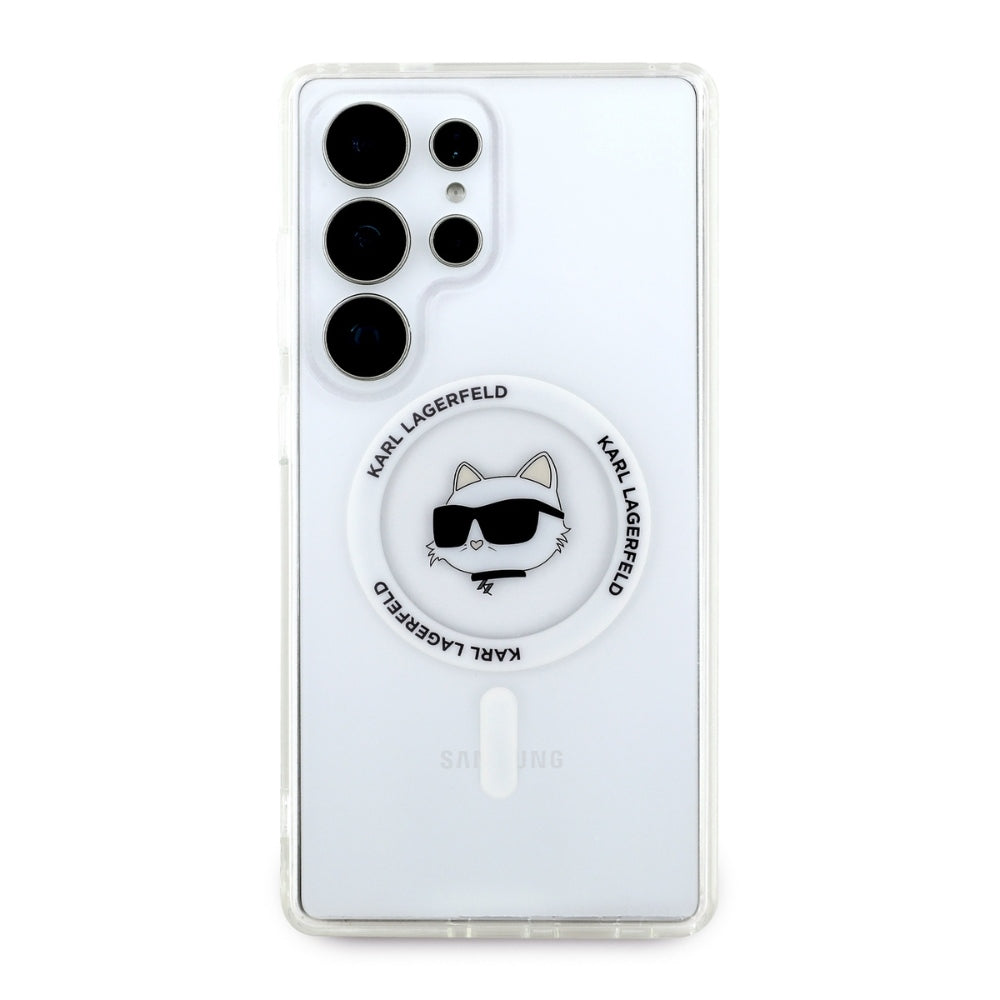 Ovitek MagSafe za Samsung Galaxy S25 Ultra S938, Karl Lagerfeld, IML Choupette's Head, Bela