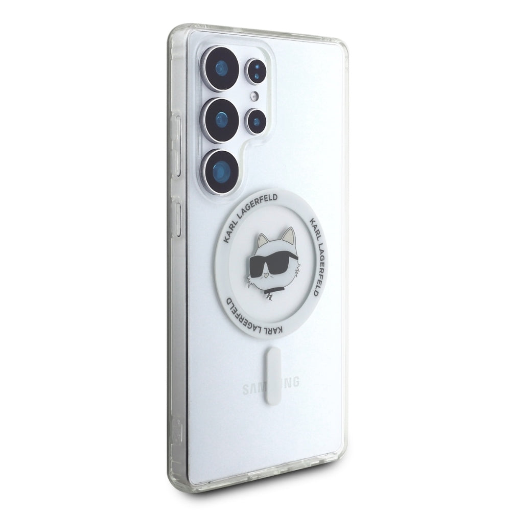 Ovitek MagSafe za Samsung Galaxy S25 Ultra S938, Karl Lagerfeld, IML Choupette's Head, Bela