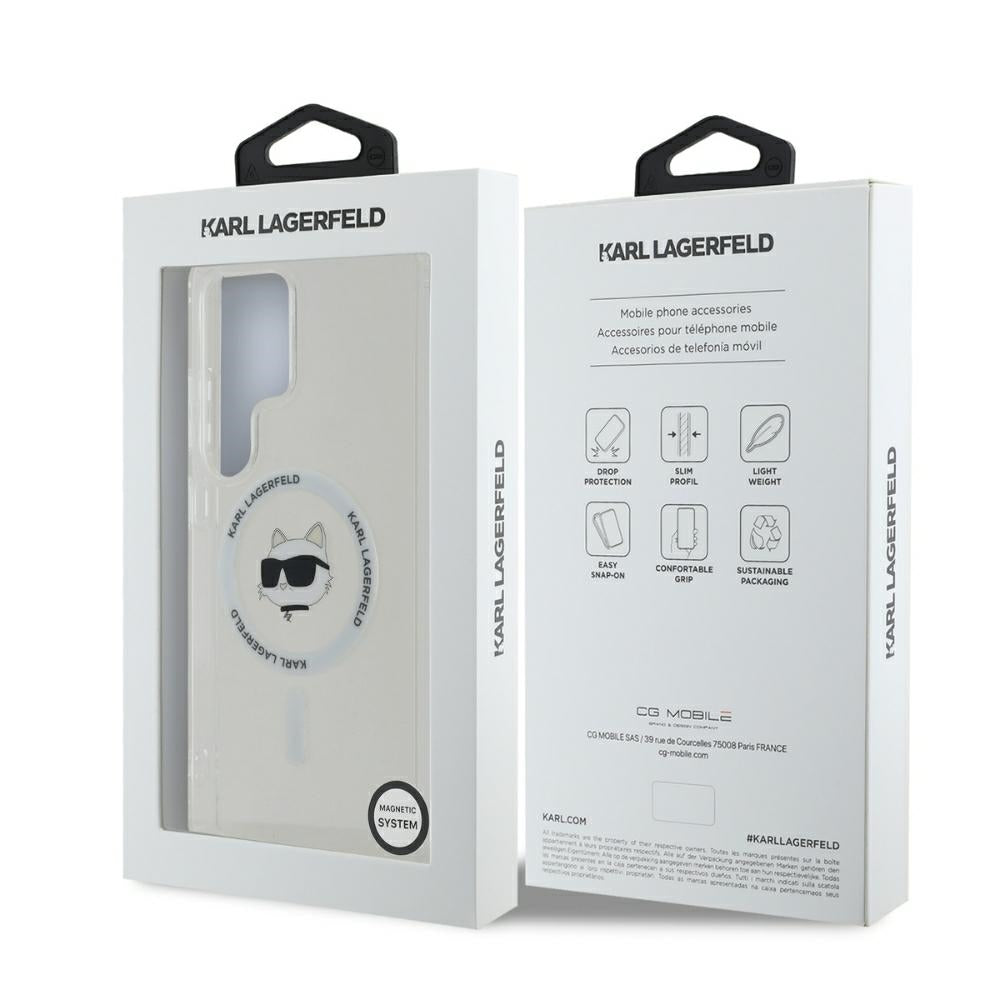 Ovitek MagSafe za Samsung Galaxy S25 Ultra S938, Karl Lagerfeld, IML Choupette's Head, Bela