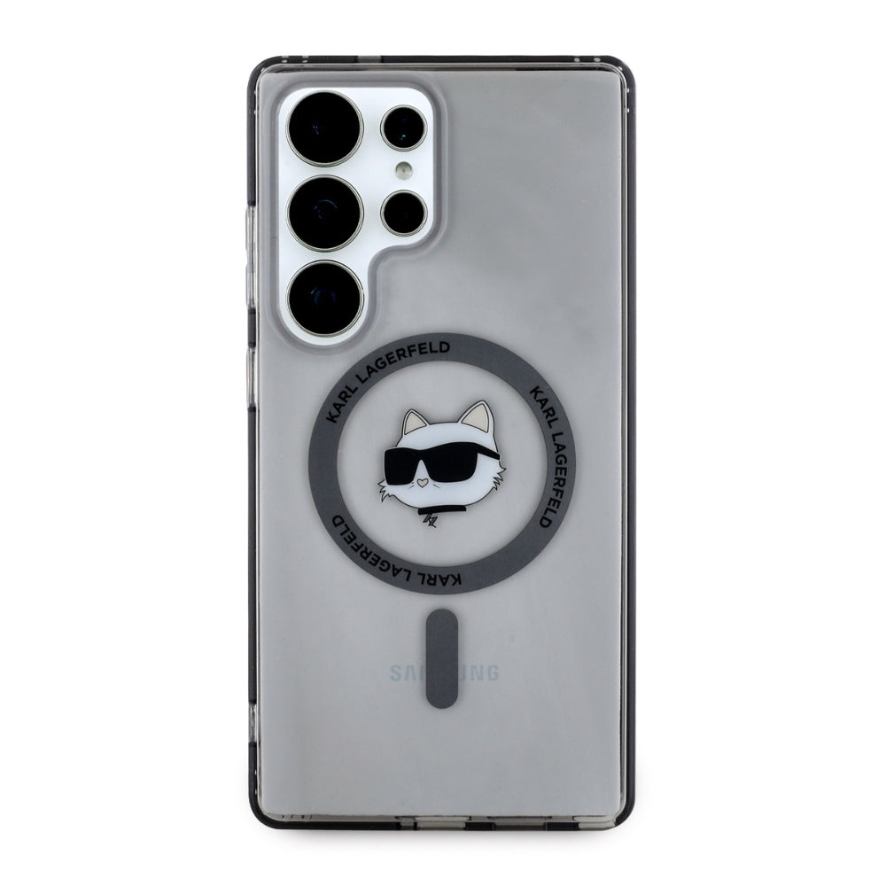 Ovitek MagSafe za Samsung Galaxy S25 Ultra S938, Karl Lagerfeld, IML Choupette's Head, Črna