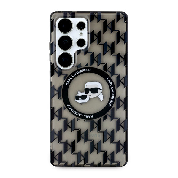 Ovitek MagSafe za Samsung Galaxy S25 Ultra S938, Karl Lagerfeld, IML Monogram Karl & Choupette's Heads, Črn