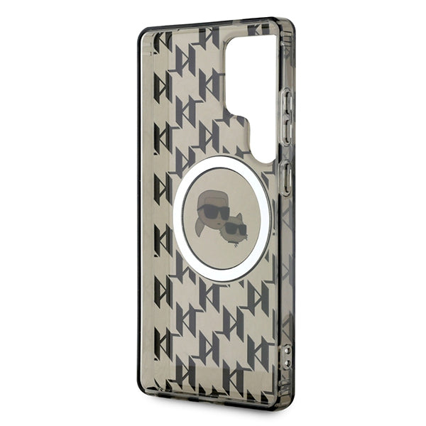 Ovitek MagSafe za Samsung Galaxy S25 Ultra S938, Karl Lagerfeld, IML Monogram Karl & Choupette's Heads, Črn