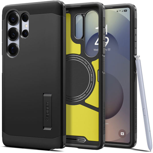 Ovitek MagSafe za Samsung Galaxy S25 Ultra S938, Spigen, Tough Armor, Črn