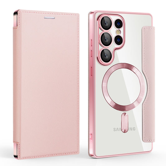MagSafe Case for Samsung Galaxy S25 Ultra S938, Techsuit, SmartMag Book, Pink