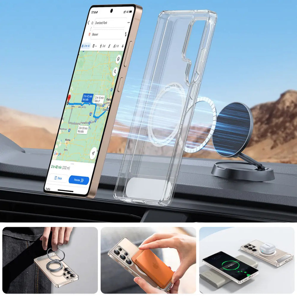 Ovitek MagSafe za Samsung Galaxy S25 Ultra S938, Torras, Pstand, Prozoren