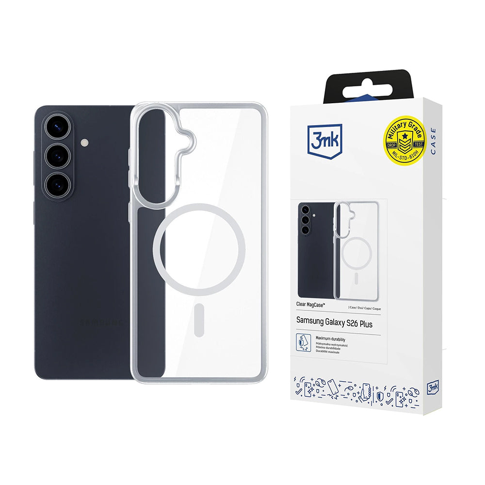 Ovitek MagSafe za Samsung Galaxy S26 Plus S947, 3MK, Armor MagCase, Prozoren