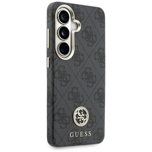 MagSafe ovitek za Samsung Galaxy S26 Plus S947, Guess, 4G okrogel logotip iz kristalčkov, črn