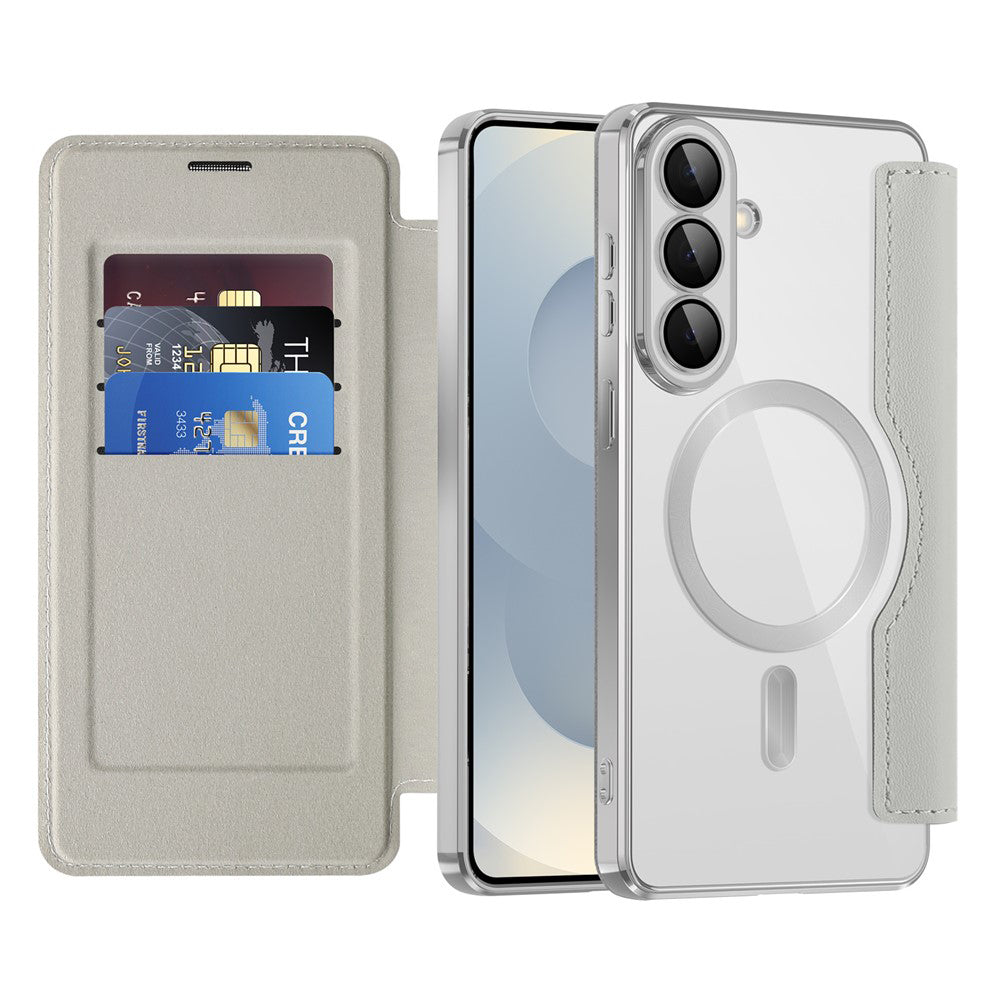 Ovitek MagSafe za Samsung Galaxy S26 Plus, Techsuit, SmartMag Book, Siva