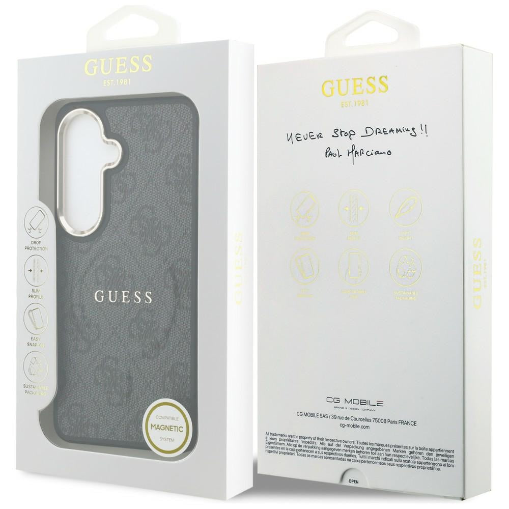 MagSafe ovitek za Samsung Galaxy S26 S942, Guess, 4G Embossed Ring, črn