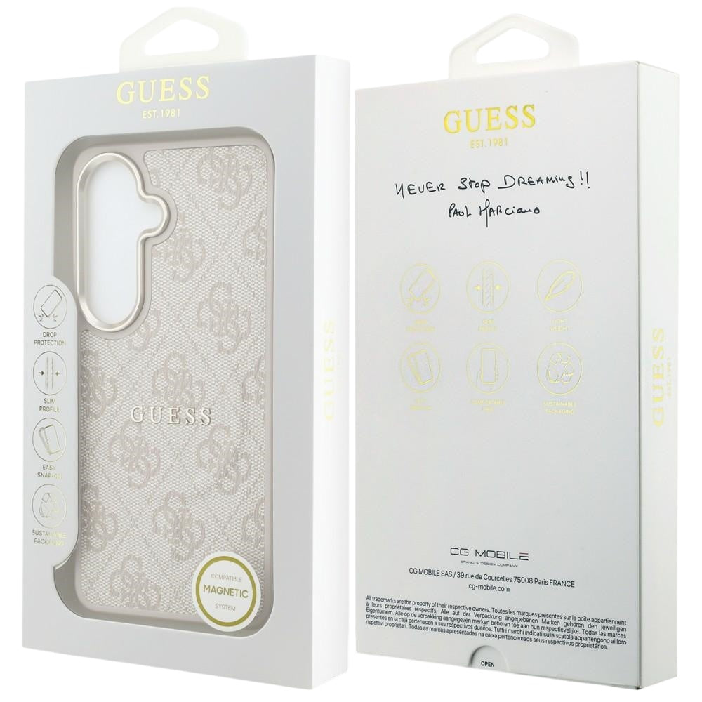 MagSafe ovitek za Samsung Galaxy S26 S942, Guess, 4G Embossed Ring, Roza