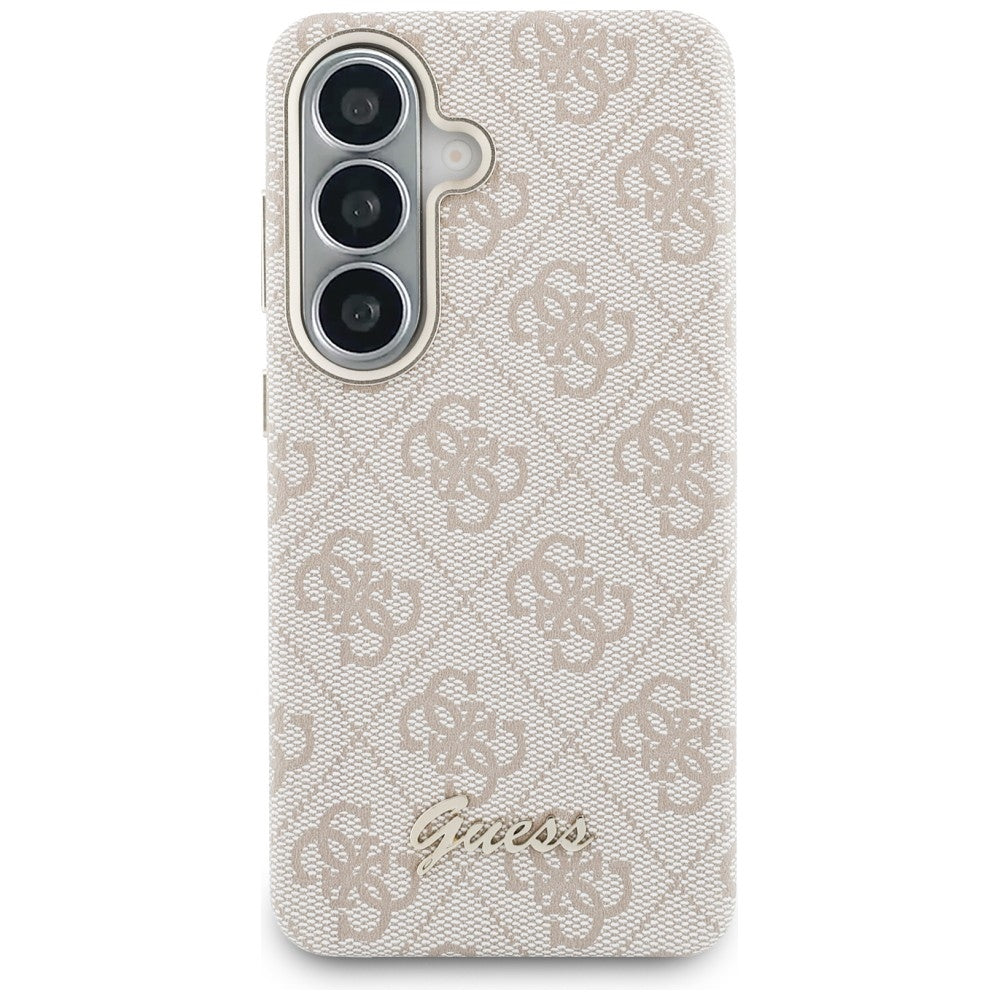 Ovitek MagSafe za Samsung Galaxy S26 S942, Guess, 4G Script Logo, Roza