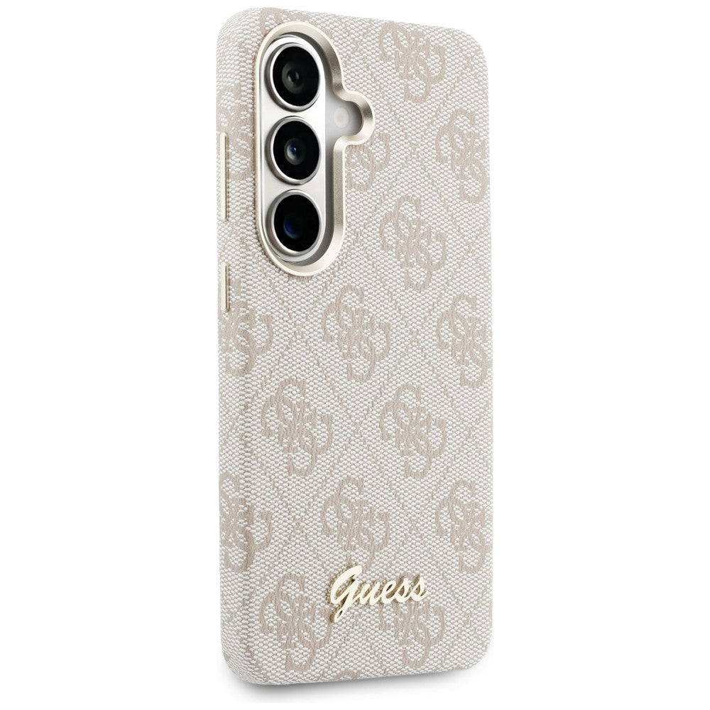 Ovitek MagSafe za Samsung Galaxy S26 S942, Guess, 4G Script Logo, Roza