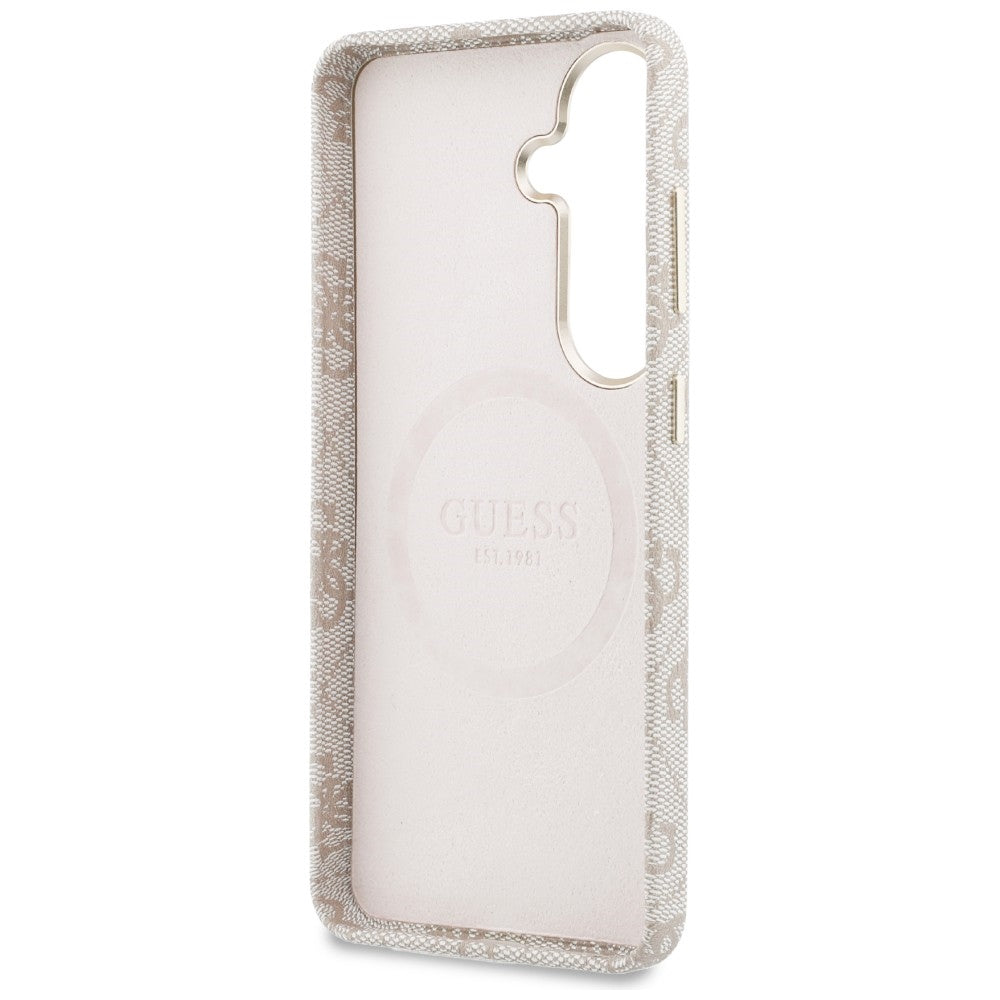 Ovitek MagSafe za Samsung Galaxy S26 S942, Guess, 4G Script Logo, Roza