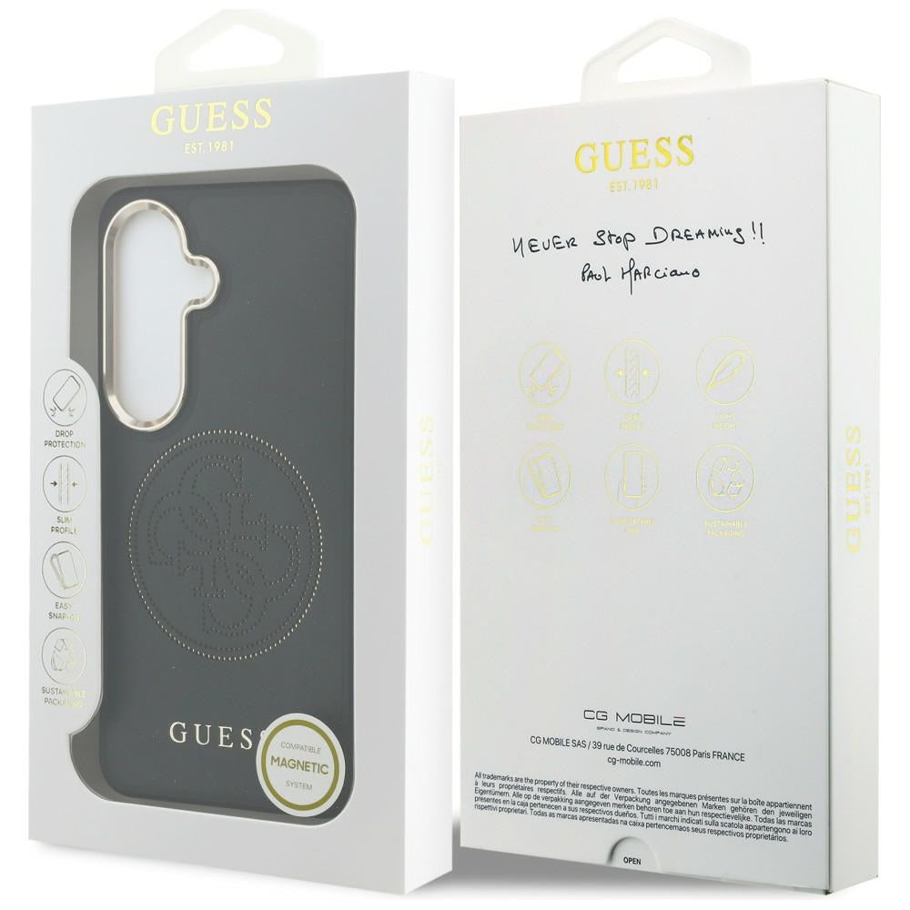 Ovitek MagSafe za Samsung Galaxy S26 S942, Guess, Perforated Logo, Črn